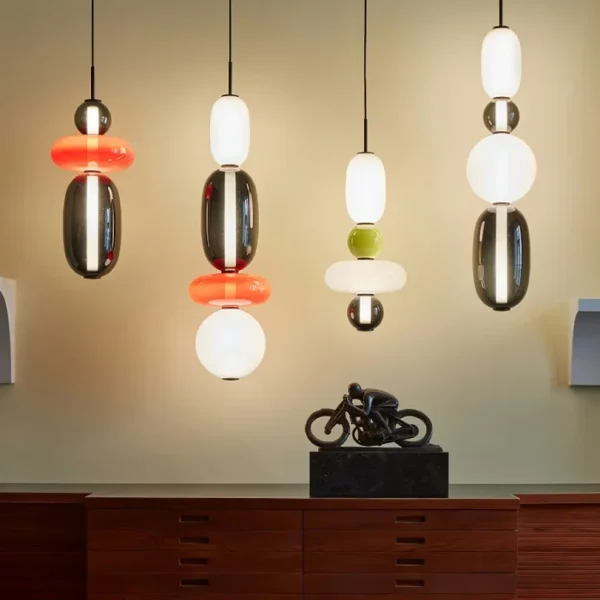 Colorful Glass Pendant Lights for Stairs Bedroom Kitchen Hotel Shop Restaurant Hanging Lamp Ceiling Chandeliers Led Modern - Image 2
