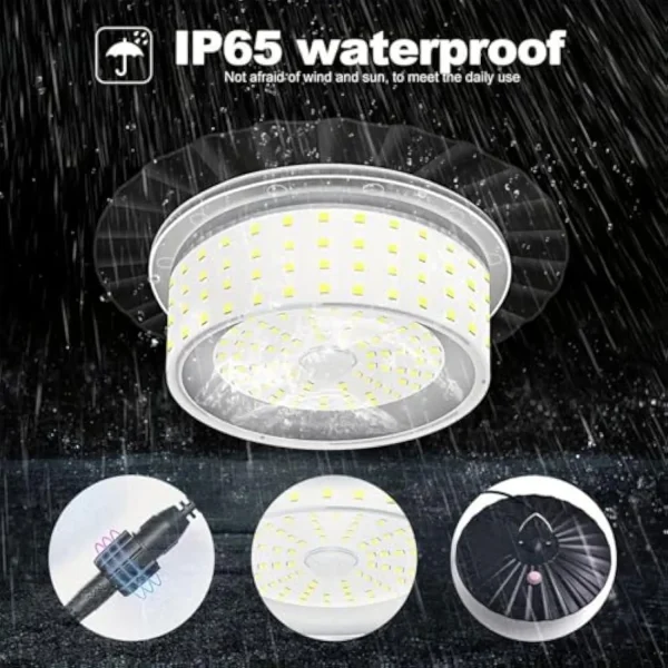 Solar Shed Light, 2025 Upgraded Pendant Light with Moving Sensor for Summer，244 LED 360° Waterproof Floodlight with Remote Cont - Image 2